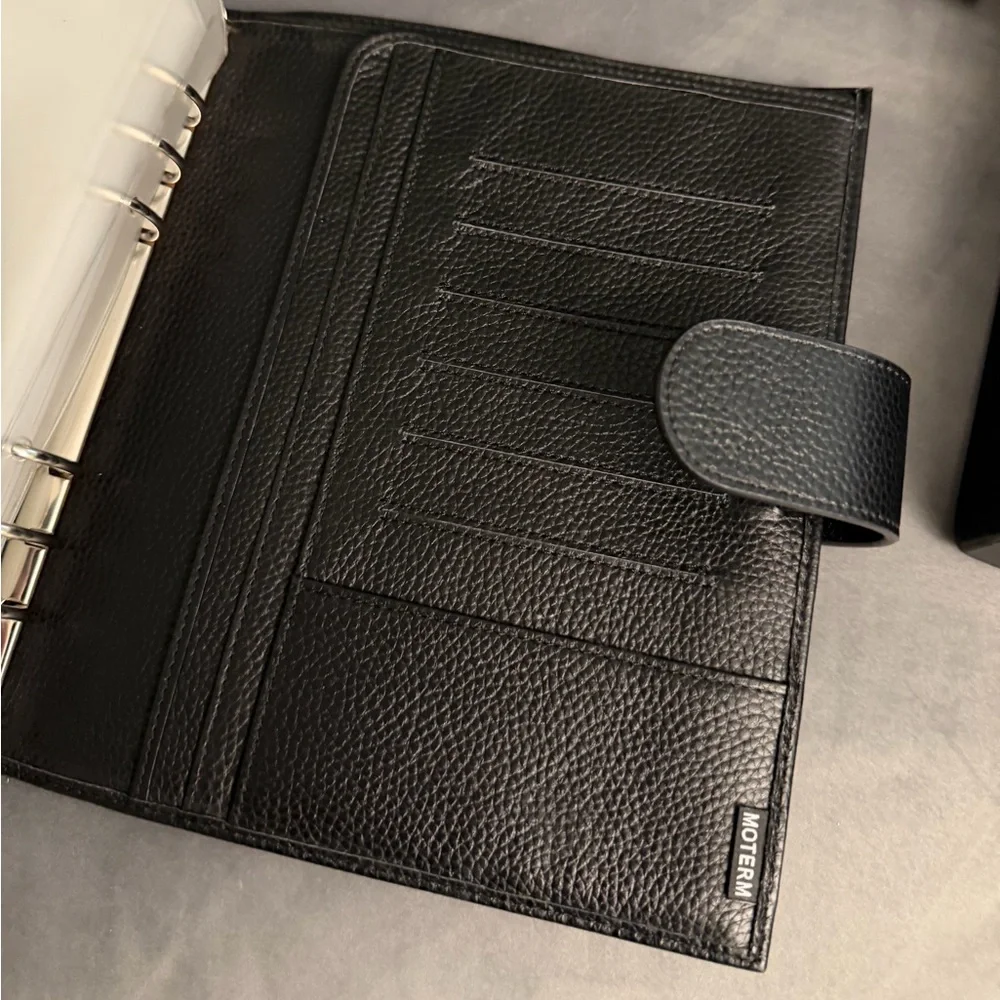 MOTERM A5 Luxe Rings Planner Leather Binder Organizer Pebble Black 30mm Ring - Picture 6 of 13
